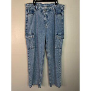 Old Navy Jeans 18 Tall Sky-Hi Wide Leg High-Rise Light Wash Cargo Women's